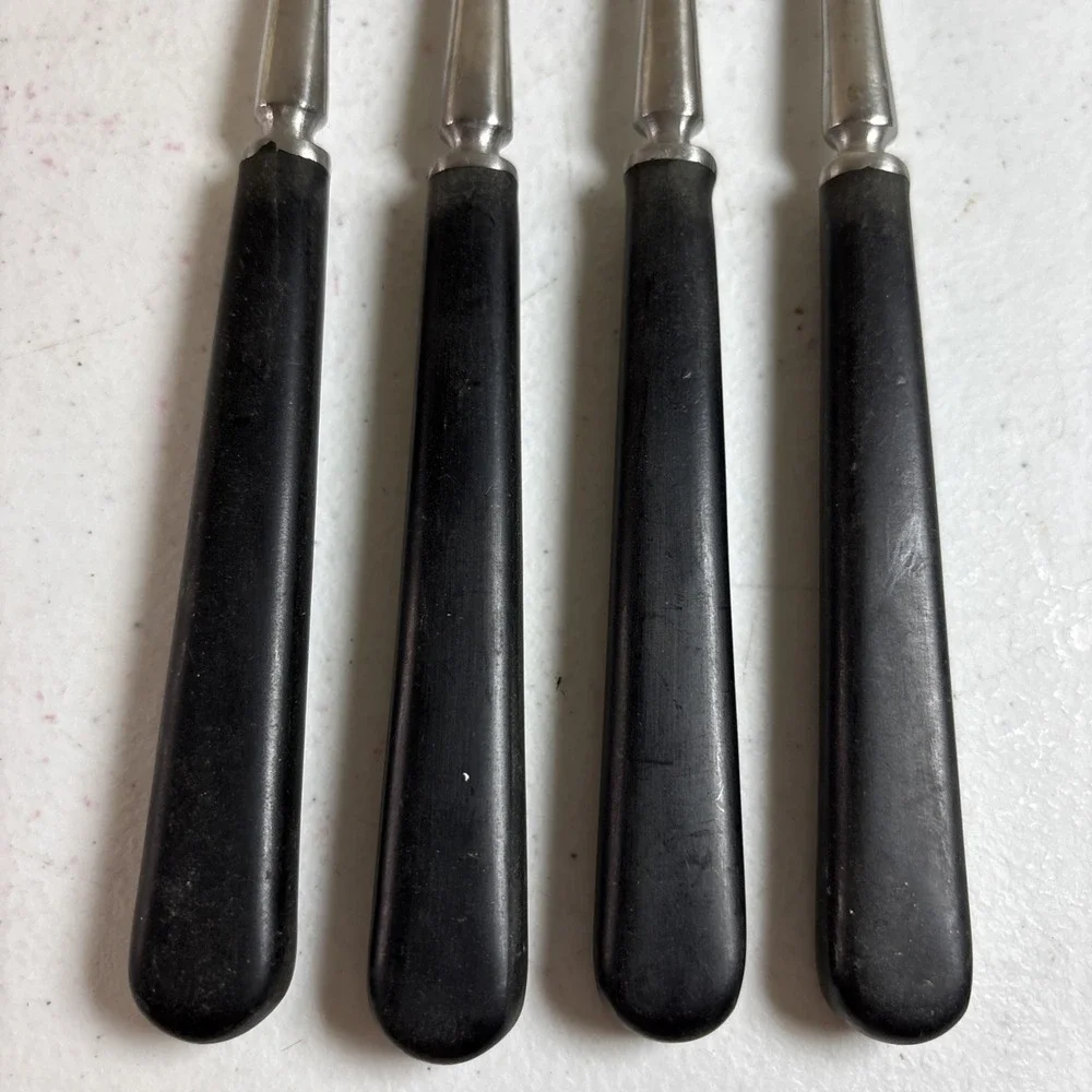 Vintage Nevco‎ Fondue Cocktail Forks Bakelite Handles Stainless 9.25